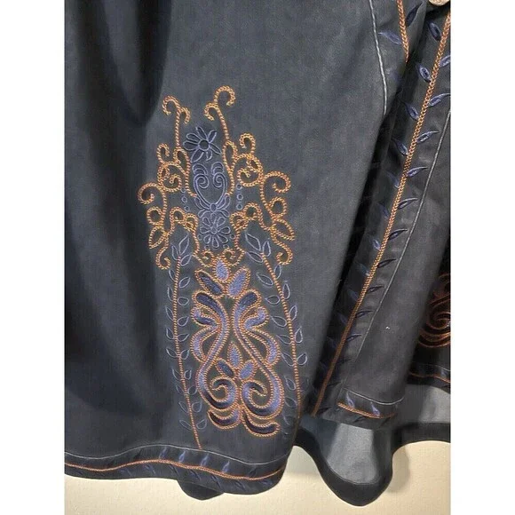 Soft Surroundings Stretch Denim Embroidery Tunic Jacket Sz PM Boho Button Front - Picture 3 of 11